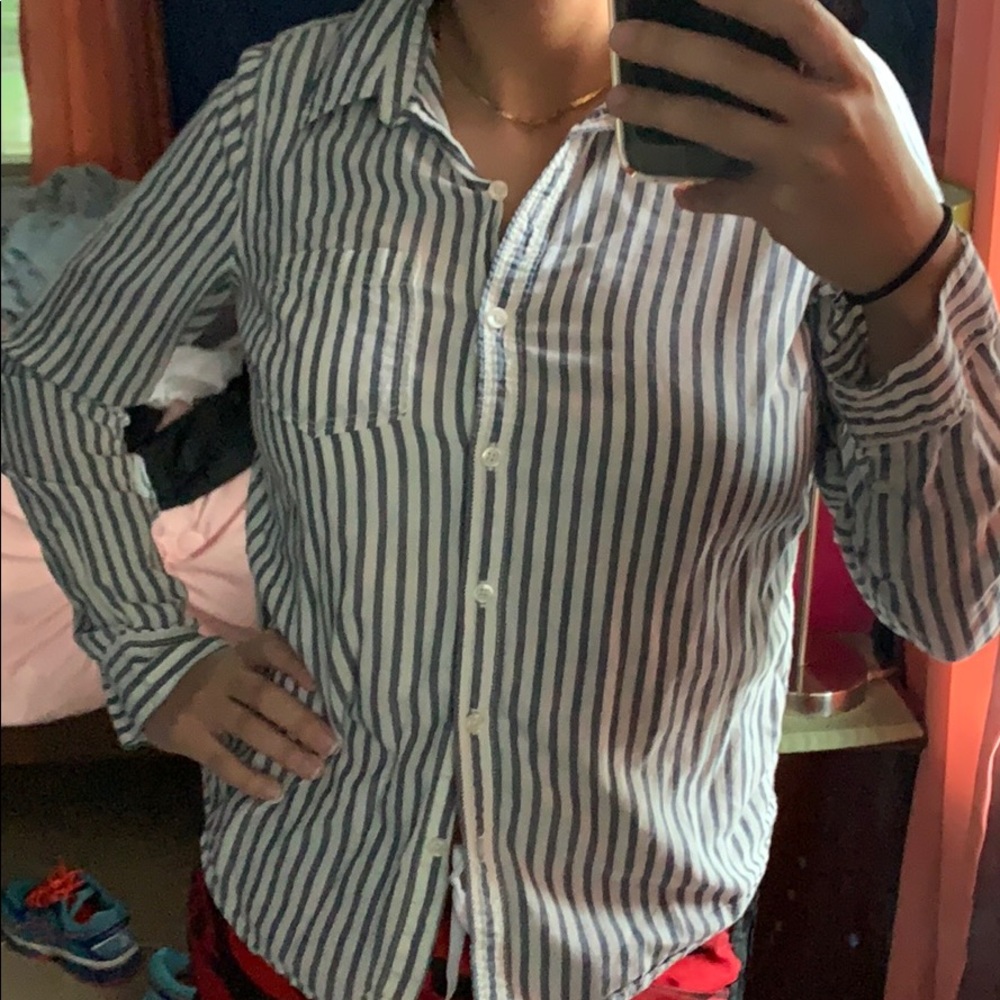 striped button down